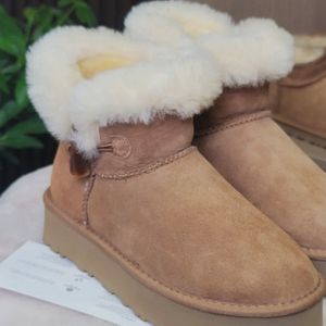 <span class=keywords><strong>Botas</strong></span> de nieve de invierno con botones <span class=keywords><strong>Bailey</strong></span> para mujer con característica de calidez piel gruesa y hebilla de corcho diseño de moda - Product Image 2