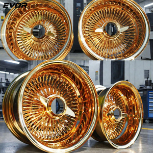 גלגלי EVOR דגם Spoke 13X5.5 עם חישוקי זניט, צמיגים עם פס לבן וחישוקי זהב - Product Image 2