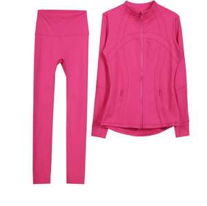 Conjunto Deportivo Lulu Original con Chaqueta de Cuello Alto y Pantalones Largos de Nueve Puntos, para Yoga, Mujer, Spandex, Alta Elasticidad, Fitness, Running - Product Image 5