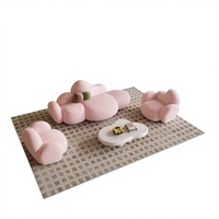 Canapé mobile une place style crème avec revêtement en laine d'agneau et éponge pour magasin de vêtements, chambre, espace de repos, salon de beauté, réception, petit format