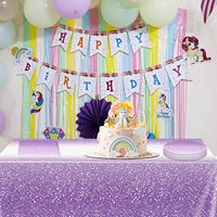 Ensemble de vaisselle de fête à paillettes dégradées violettes - Assiettes, gobelets, serviettes et couverts jetables pour anniversaire, mariage, décoration de baby shower