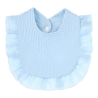 Bavoir en mousseline 100 % coton doux avec volant, couleur unie, absorbant, avec bouton-pression, pour bébé garçon et fille, nouveau-né