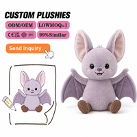 Peluche chauve-souris personnalisée OEM ODM, fabricant de jouets en peluche sur mesure, poupée animale volante douce violette, service à faible MOQ