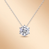 Collier en argent sterling 925 avec pendentif solitaire en moissanite de 1 carat, taille ronde, 6 griffes, minimaliste, unisexe