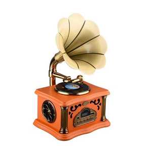 Gramófono Retro BT Personalizado de Fábrica con Altavoz de Cuerno Dorado, Tocadiscos de Vinilo para Decoración de Escritorio, Audio de Alta Fidelidad - Product Image 1