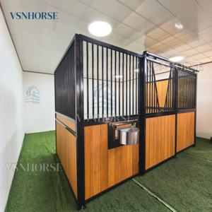 Puestos de granero de <span class=keywords><strong>caballos</strong></span> prefabricados de primera calidad con puerta corredera, paneles frontales con cuello en V, Kits de puesto de <span class=keywords><strong>caballos</strong></span> modulares duraderos con alimentador SS - Product Image 4