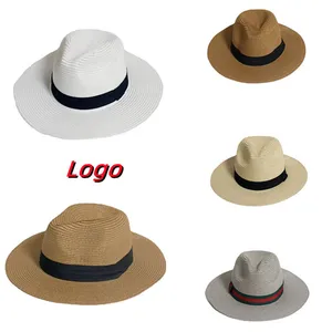 사용자 정의 유니섹스 여름 야외 해변 Sunbonnet 밀짚 모자 밀짚 어부 모자 선 스크린 통기성 모자