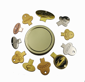 Bán Buôn Tùy Chỉnh Kim Loại Caviar Key Lon Thiếc Mẫu Miễn Phí Thép Không Gỉ Thân Thiện Với Môi Chìa Khóa Chai - Product Image 1