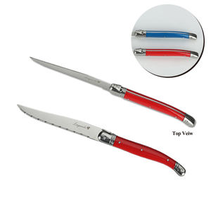 Ensemble de couteaux à steak <span class=keywords><strong>Laguiole</strong></span> 6 pièces en acier inoxydable de style design moderne avec manche en ABS à bord dentelé dans un support en bois - Product Image 6