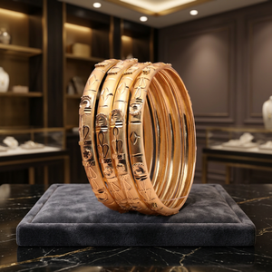 Lot de Bracelets de Luxe Dorés en Laiton Plaqué Or, Design Traditionnel, pour Femme - Product Image 4