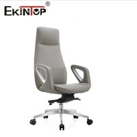 Fauteuil de Bureau de Direction Ergonomique Pivotant en Cuir PU Ekintop, Siège Visiteur et Gérant de Fabrication Noir