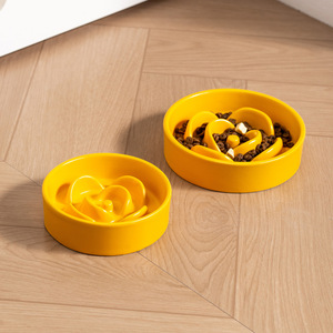 Ceramic <b>Slow</b> <b>Feeder</b> Bowl with Floral Rose Design for <b>Dogs</b> Indoor Use Food Grade Material Rounded Shape White Color - Product Image 2