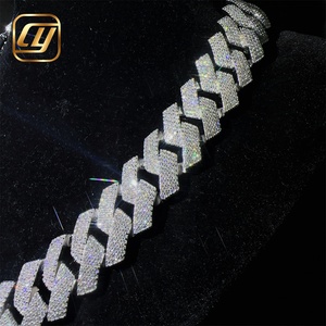 Hip Hop Jewelry 925 Sterling Silver Hip Hop 20MM <b>Iced</b> <b>Out</b> GRA Certificated VVS Moissanite Diamond Cuban Link <b>Chain</b> Necklace - Product Image 5
