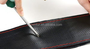 Housse de volant en cuir de vache à coudre à la main pour jeep bwm honda civic ford nissan - Product Image 6