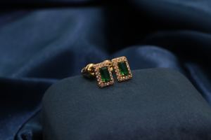Tianyu Gems Trendy Fashionable Luxury <b>Stud</b> <b>Earrings</b> Brass Gold Plated Geometric Green <b>Emerald</b> Cut Zircon - Product Image 5