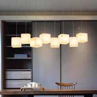 Nouveau chinois carré Simple lustre blanc marbre plafonnier pour salle à manger pendentif longue maison de thé lumière