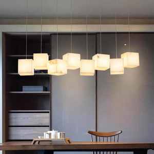 New Chinese <strong>Square</strong> Simple Chandelier White Marble Ceiling <strong>Light</strong> For Dining Room <strong>Pendant</strong> Long Tea House <strong>Light</strong> - Product Image 5