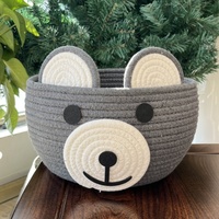 Panier de rangement en corde de coton style dessin animé ours mignon pour articles ménagers, poupées, jouets, collations et cosmétiques - Vente en gros