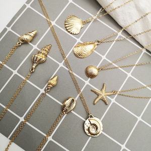 Collana estiva con guscio in lega e catena in bambù, <span class=keywords><strong>gioielli</strong></span> marini a tema animale esagerato per Europa e America - Product Image 4