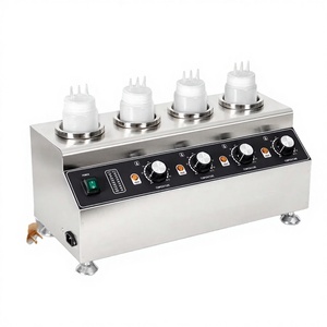 Commercial Stainless Steel 4-Hole Electric <b>Sauce</b> Warmer with Temperature Control for Chocolate and Condiment Heating - Product Image 3