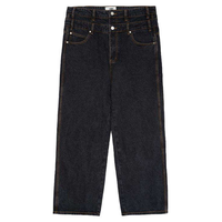 Jeans baggy sur mesure en denim noir épais, style Y2K streetwear, double taille, mode rétro hip-hop pour hommes