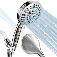 Pommeau de douche à jet large 10 modes de pulvérisation, douchette à main haute pression, économie d'eau, finition chrome satiné nickel, essentiels pour la salle de bain