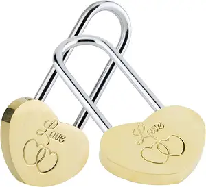 No Keyed Love Vorhänge schloss Graviert Doppel herzform Lock Lovers Hangs lot Hochzeits geschenke Messing Herz Vorhänge schloss