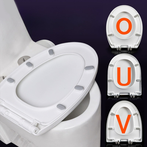 Siège de toilette rond en plastique avec charnières à fermeture lente, design minimaliste pour salle de bain - Product Image 4