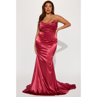 Nouveau design personnalisé taille plissée buste corset taille cachée dos fermeture éclair satin maxi femmes sexy robe élégante