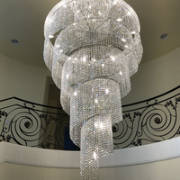 SHENGQIU Escalier en colimaçon Longs Lustres K9 Cristal Grand Moderne De Luxe Personnalisé Intérieur LED 80 Hôtel Conceptions Personnalisées