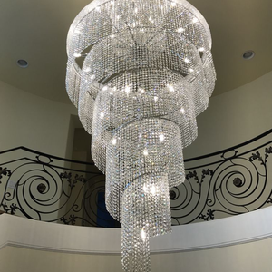 SHENGQIU Escalier en colimaçon Longs Lustres K9 Cristal Grand Moderne De Luxe Personnalisé Intérieur <span class=keywords><strong>LED</strong></span> 80 Hôtel Conceptions Personnalisées - Product Image 2