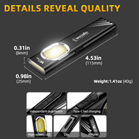 Lámpara de Inspección Recargable USB-C de 700lm con Doble COB Magnético, Resistente al Agua IPX4, Luz UV395 para Reparación de Automóviles, Taller y Garaje