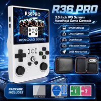 Console de Jeux Vidéo R36 Pro avec Écran IPS 3,5 Pouces, 64 Go, Système Linux EE, Double Joystick à Vibration, Nouvelle Arrivée 2026