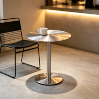 Table à piétement rond en acier brossé, base de table d'appoint en métal à colonne unique pour café, salon, maison, balcon