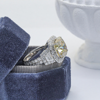 Paston personnalisé glacé 10k 14k grande taille 10ct Original jaune coussin vvs Moissanite diamant bague de luxe pour mariage quotidien