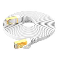 Kabel Ethernet Datar Cat7 10Gbps 500MHz RJ45 Berlapis Emas Tembaga Murni Kabel LAN 8P8C Kabel Patch Jaringan untuk Pengkabelan Kantor