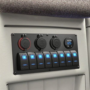 Panneau d'interrupteurs à bascule pour bateaux personnalisé en aluminium Panneau d'interrupteurs à DEL 8 groupes avec <span class=keywords><strong>2</strong></span> prises allume-cigare et <span class=keywords><strong>2</strong></span> ports USB - Product Image 1