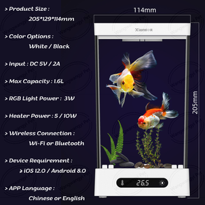 <span class=keywords><strong>Aquarium</strong></span> compact Smart Betta Fish Tank de 1,6 L avec chauffage automatique et fonctionnement silencieux - Product Image 2