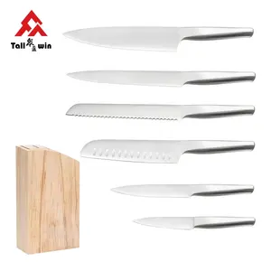 TOALLWIN Kitchen Knife Cutting Tools Cuchillos De Cocina Chef Kitchen Knives Stainless Steel Kitchen Knife Set With Wooden Stand