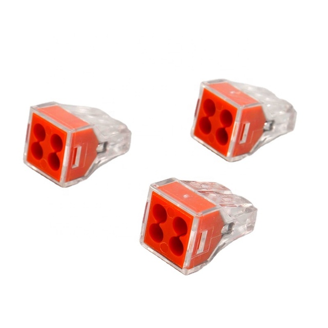 400V 24A 773 Series 4 Way Screwless LED Power Terminal Block Push in Wire Connector for Junction Boxes 773-104