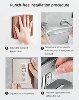 Rak Penyimpanan Kamar Mandi Modern dari Aluminium Alloy Hitam yang Dipasang di Dinding, Tanpa Bor, Rak Toilet, Rak Wastafel Dua Tingkat