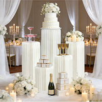 Supports de buffet pliables en accordéon pour présentation alimentaire, supports cylindriques en carton blanc pour gâteaux et cupcakes pour mariage