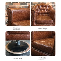 Fauteuil de Salon de Coiffure Pivotant et Relevable, Style Américain Tendance, Luxe Léger, avec Accoudoirs, Rembourrage en Mousse Haute Densité et Piétement Métallique