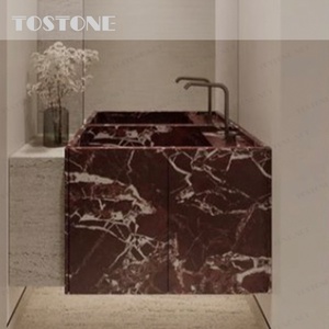 Tostone 2026 Ventes Flash : Meuble-lavabo en marbre rouge naturel Rosa Levanto pour la décoration minimaliste de la maison, du salon et du bureau - Product Image 5