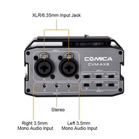 Adaptateur de mixage audio professionnel Comica CVM-AX3, préamplificateur, double port XLR/3,5 mm/6,35 mm, mini mixeur pour caméra, prend en charge l'alimentation fantôme