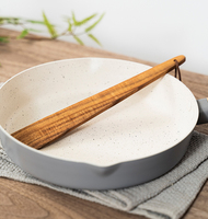 Spatule en bois d'acacia Syh2028, ensemble de 2 pièces, ustensile de cuisine portable pour la cuisson en extérieur, spatule en bois pour la nourriture des bébés, voyage