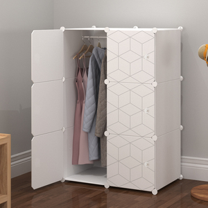 Lemari Pakaian DIY Murah Diskon Bahan PP Motif Kayu Panel Kubus Dengan 6 Pintu - Product Image 4