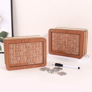 Tirelire personnalisable en bois pour enfants avec compteur et chiffres, pour la maison, réutilisable - Product Image 1