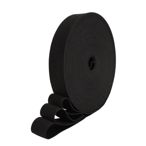 Ruban élastique en polyester noir, bande élastique à haute extensibilité pour la couture de vêtements et de textiles de maison - Product Image 1