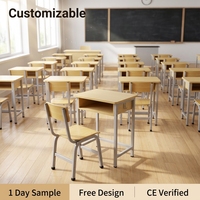 Mobilier scolaire, usine certifiée ISO, ensemble bureau et chaise robuste de qualité E1 pour projet scolaire